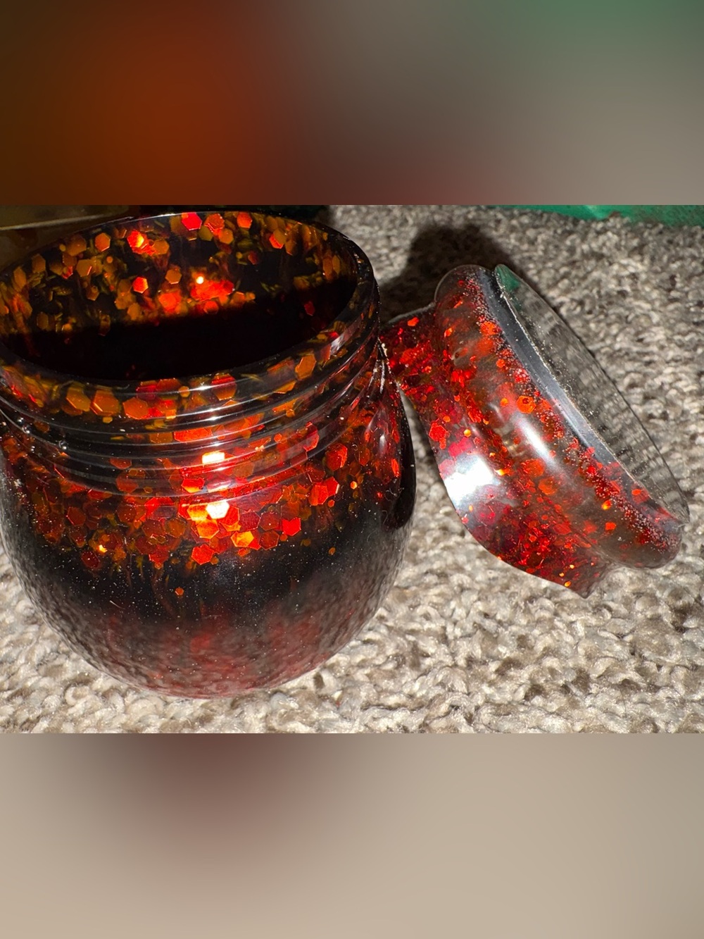Red Glitter Glass Jar with Lid